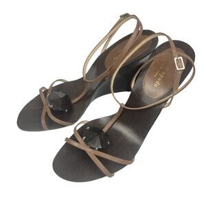 Kate Spade Brown Wooden Sandal Wedges 9.5